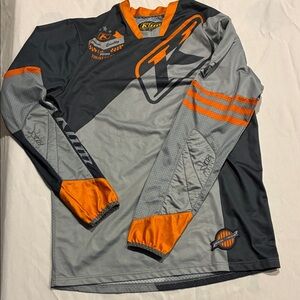 Klim XC Men's Dirt Biking Shirt Gray/ Orange /Black Shirt Long Sleeves EUC